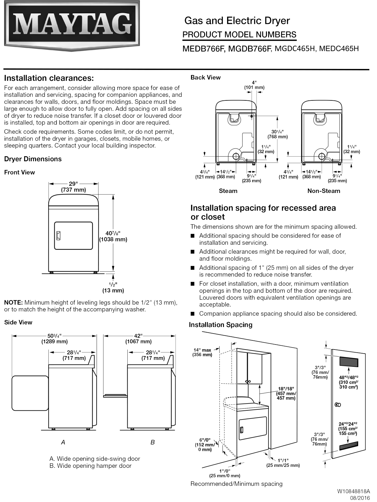 Maytag MGDC465HW User Manual