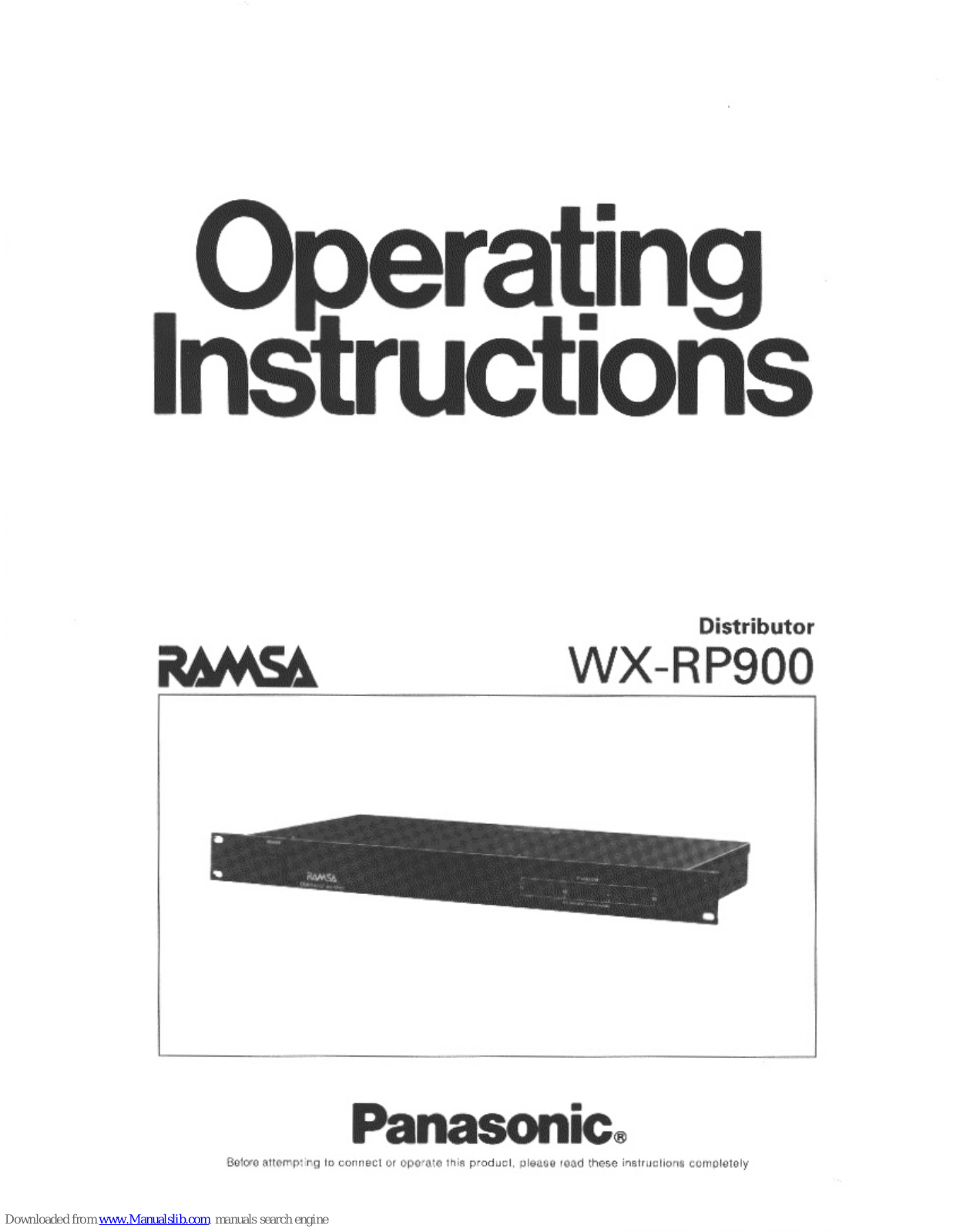 Panasonic Ramsa WX-RP900 Operating Instructions Manual