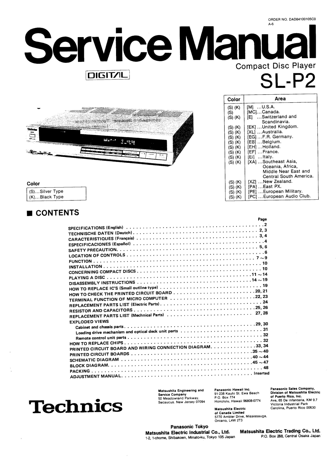 Technics SLP-2 Service manual