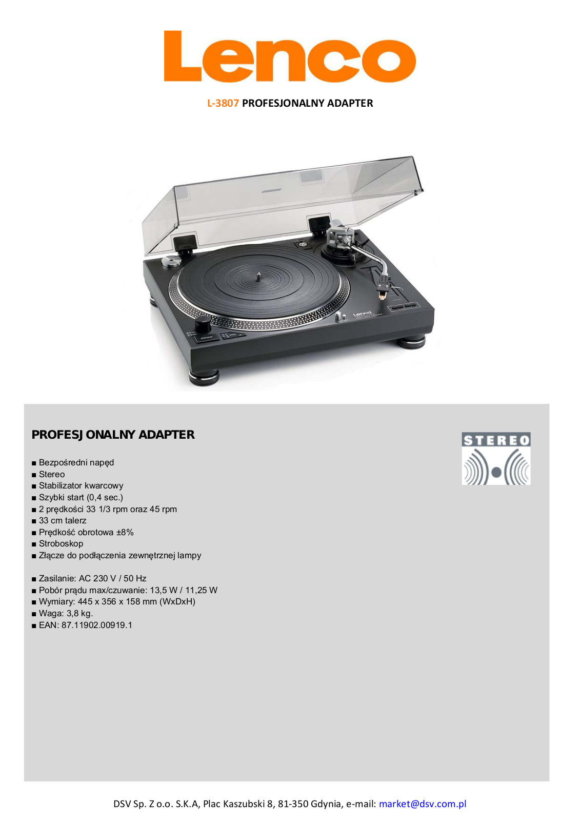 Lenco L-307 BROCHURE