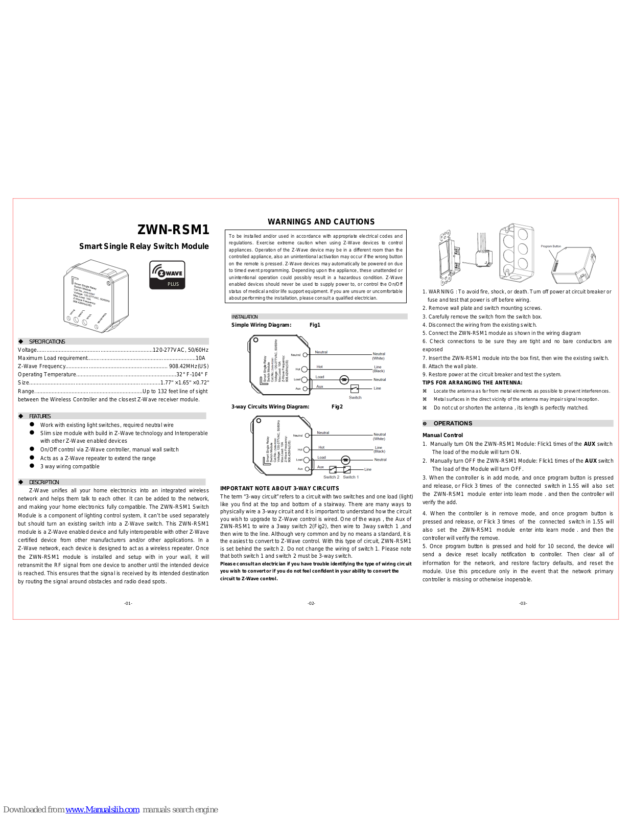 Enerwave ZWN-RSM1 Operation Manual