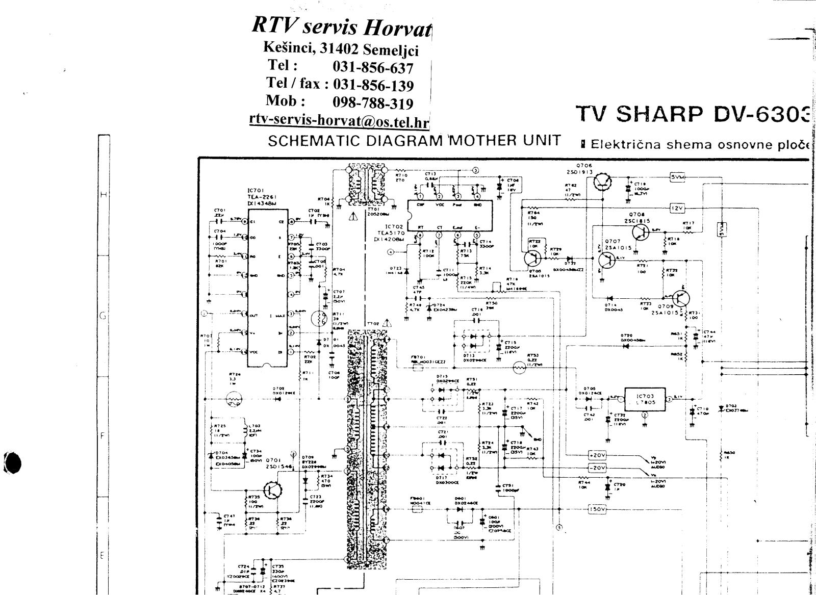 SHARP DV-6303S, DV-7003S Schematics