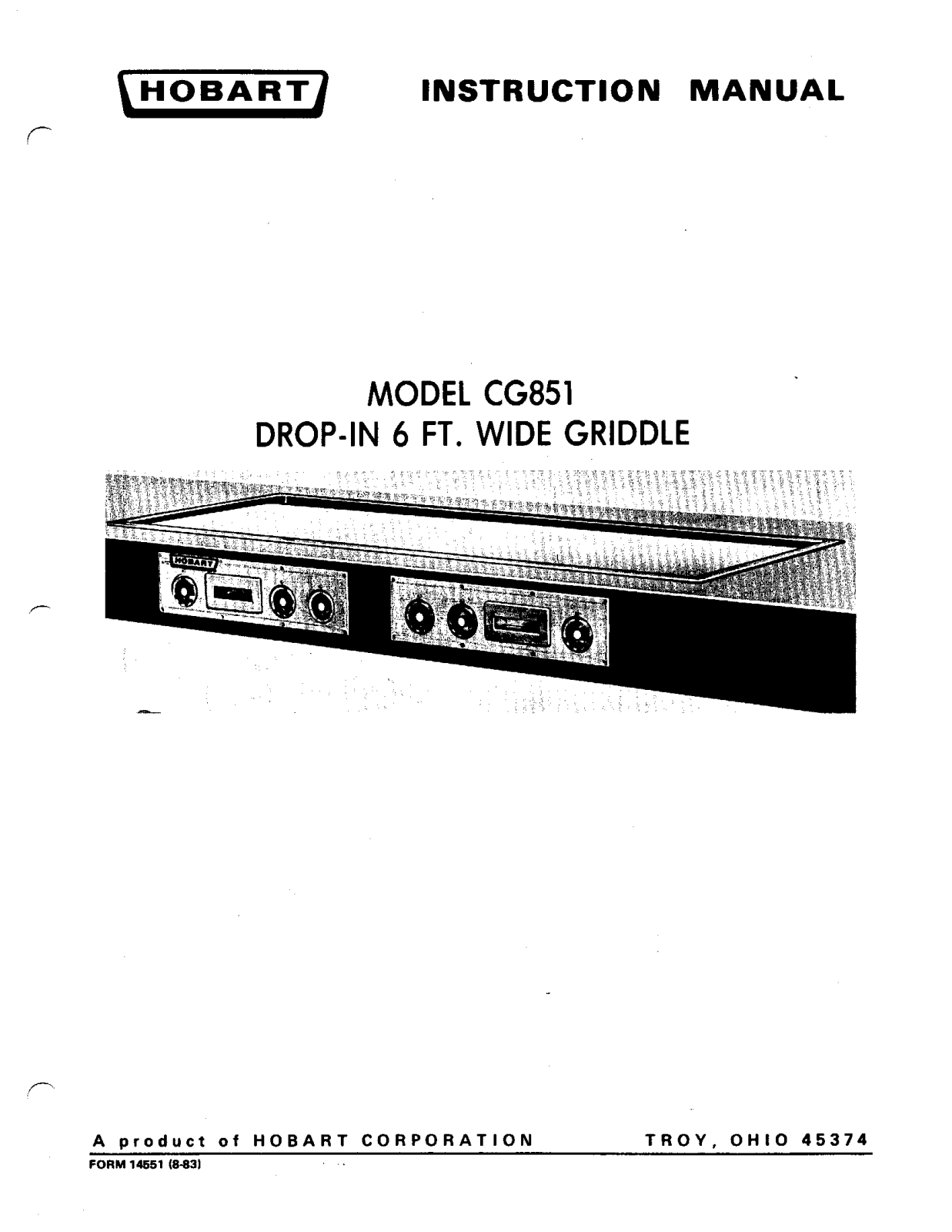 Hobart CG851 Installation Manual