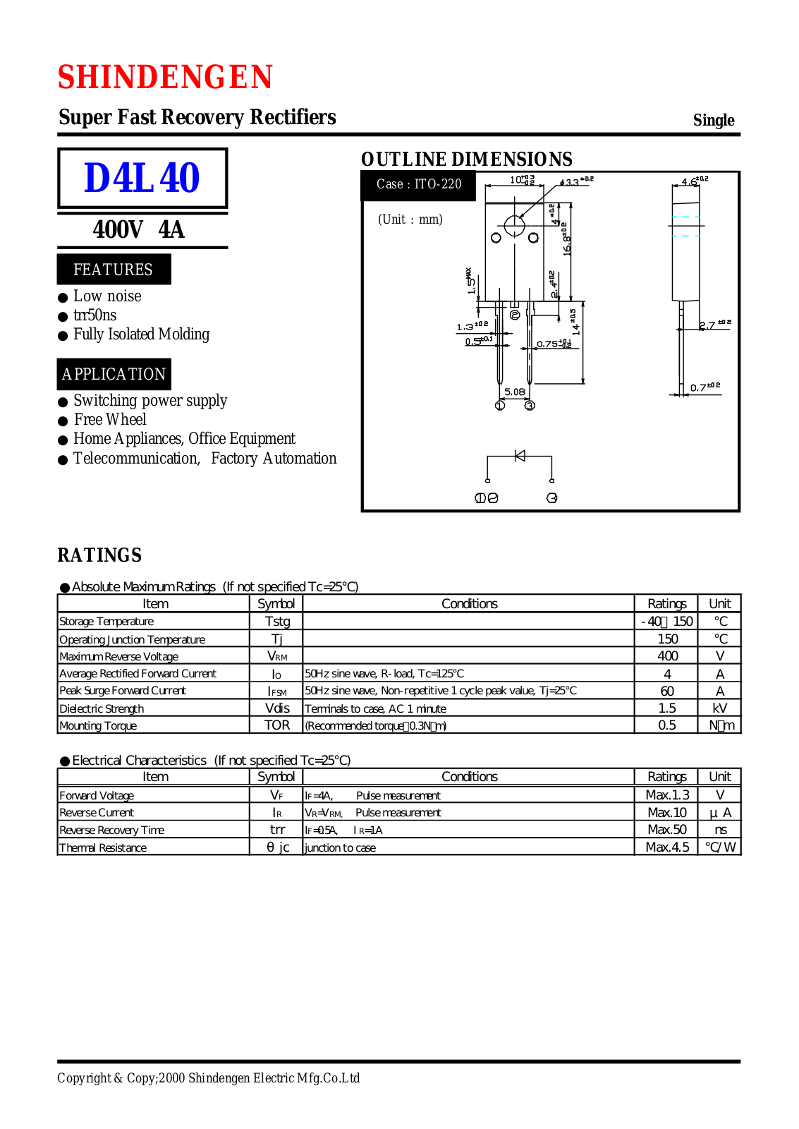 Datasheet D4L40 Datasheet (Shindengen) - ManualMachine.com