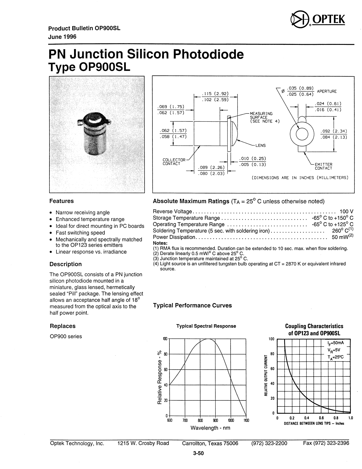 Datasheet OP900SL Datasheet (OPTEK) - ManualMachine.com