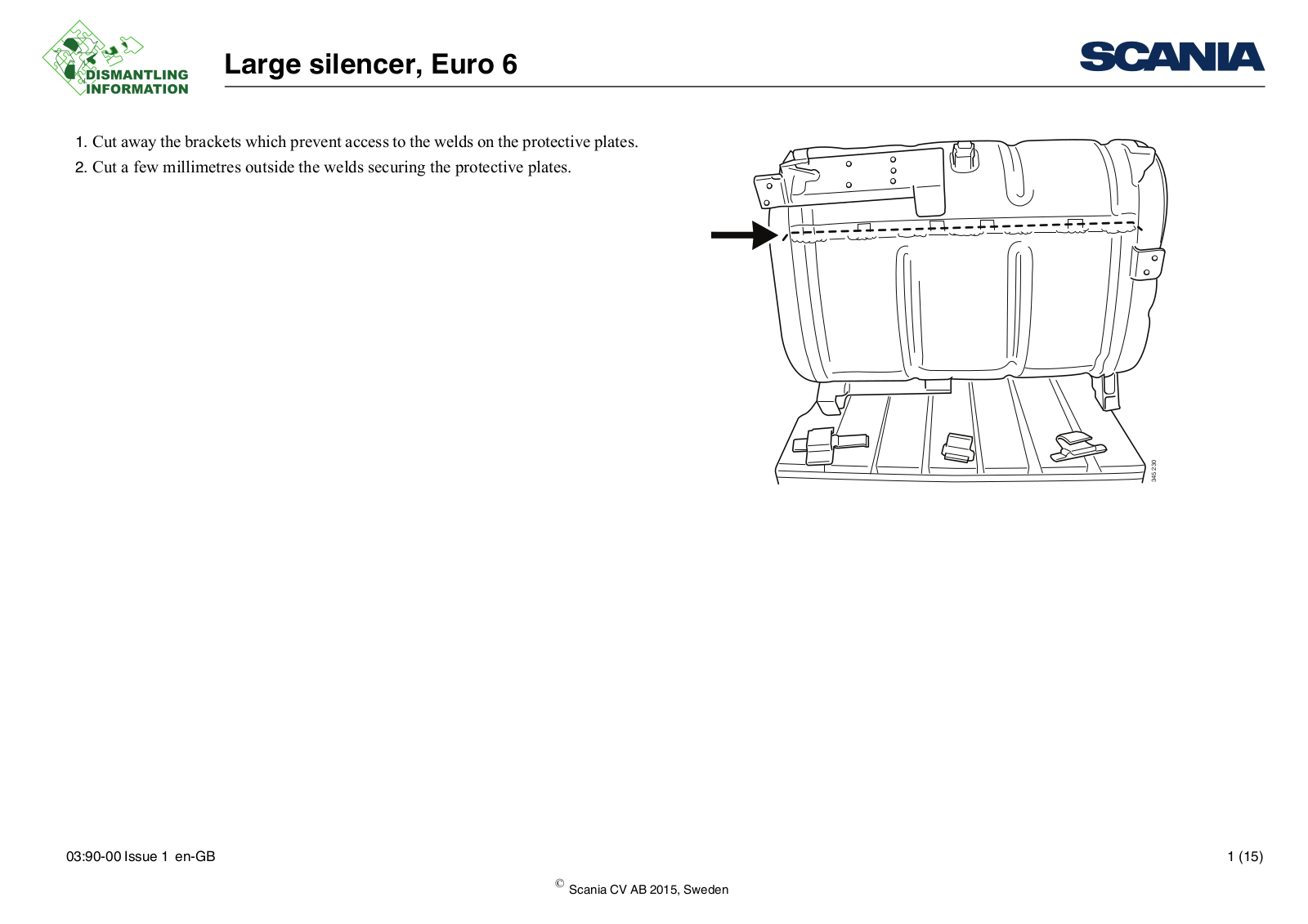 Scania Large silencer, Euro 6 Service Manual