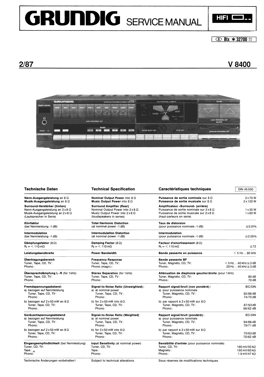 Grundig V8400 service manual