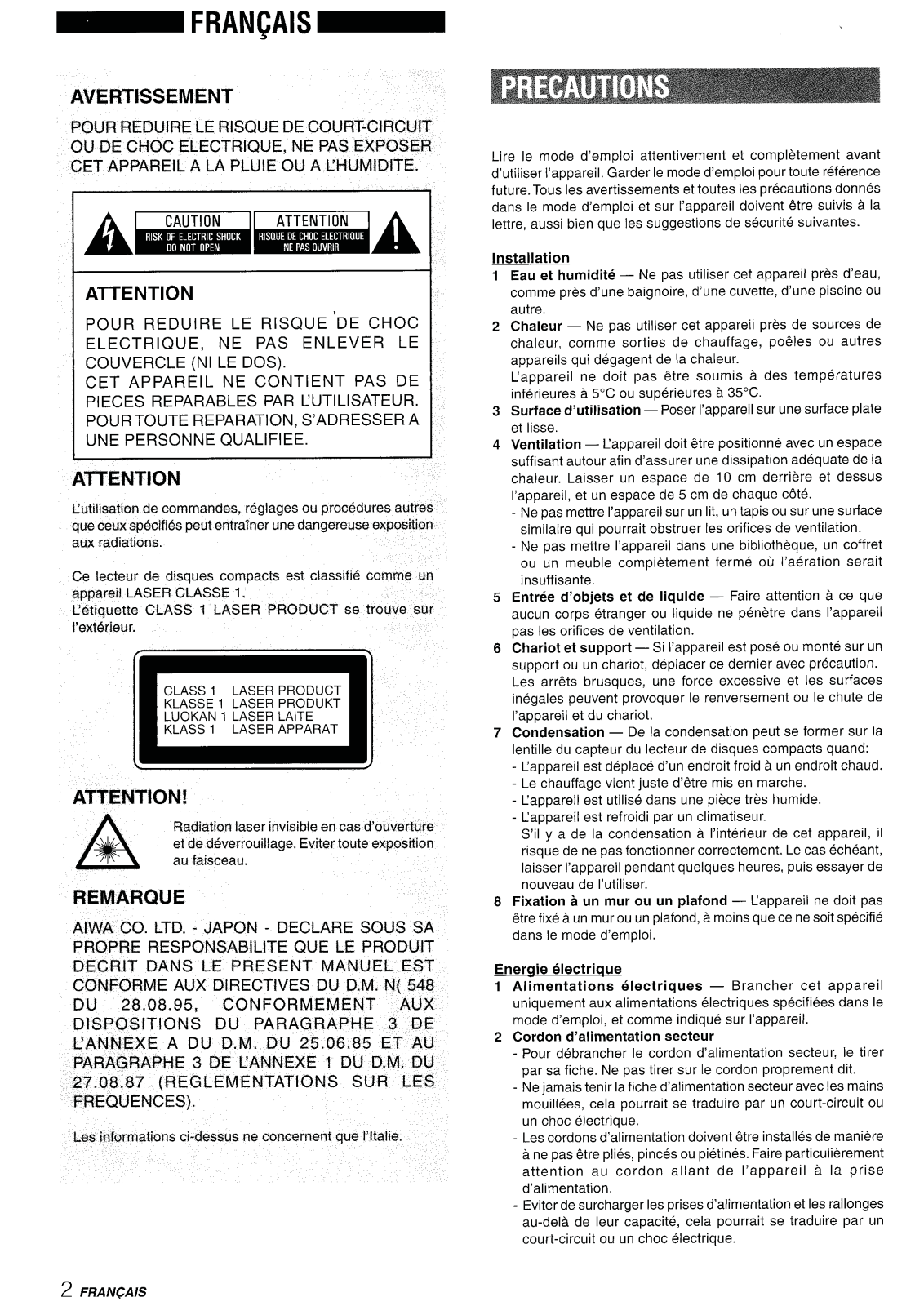 AIWA NSX-SZ40 User Manual