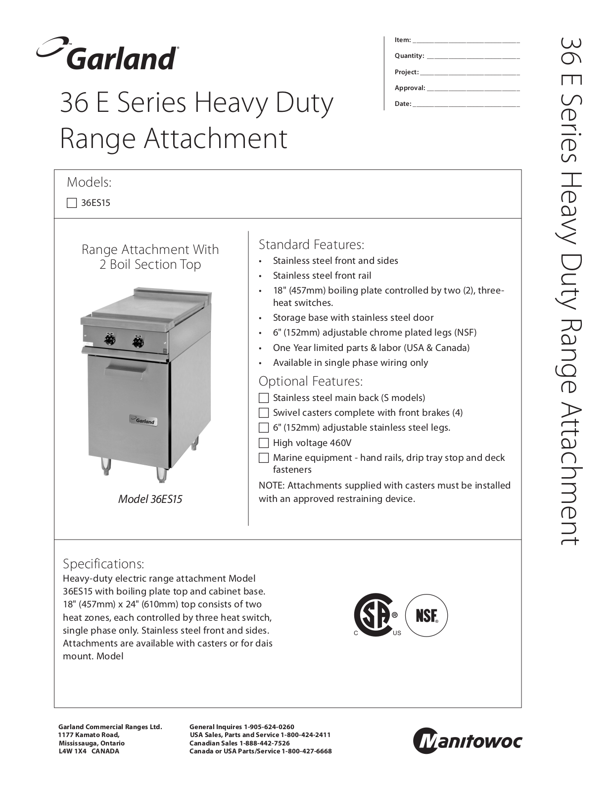 Garland 36ES15 User Manual