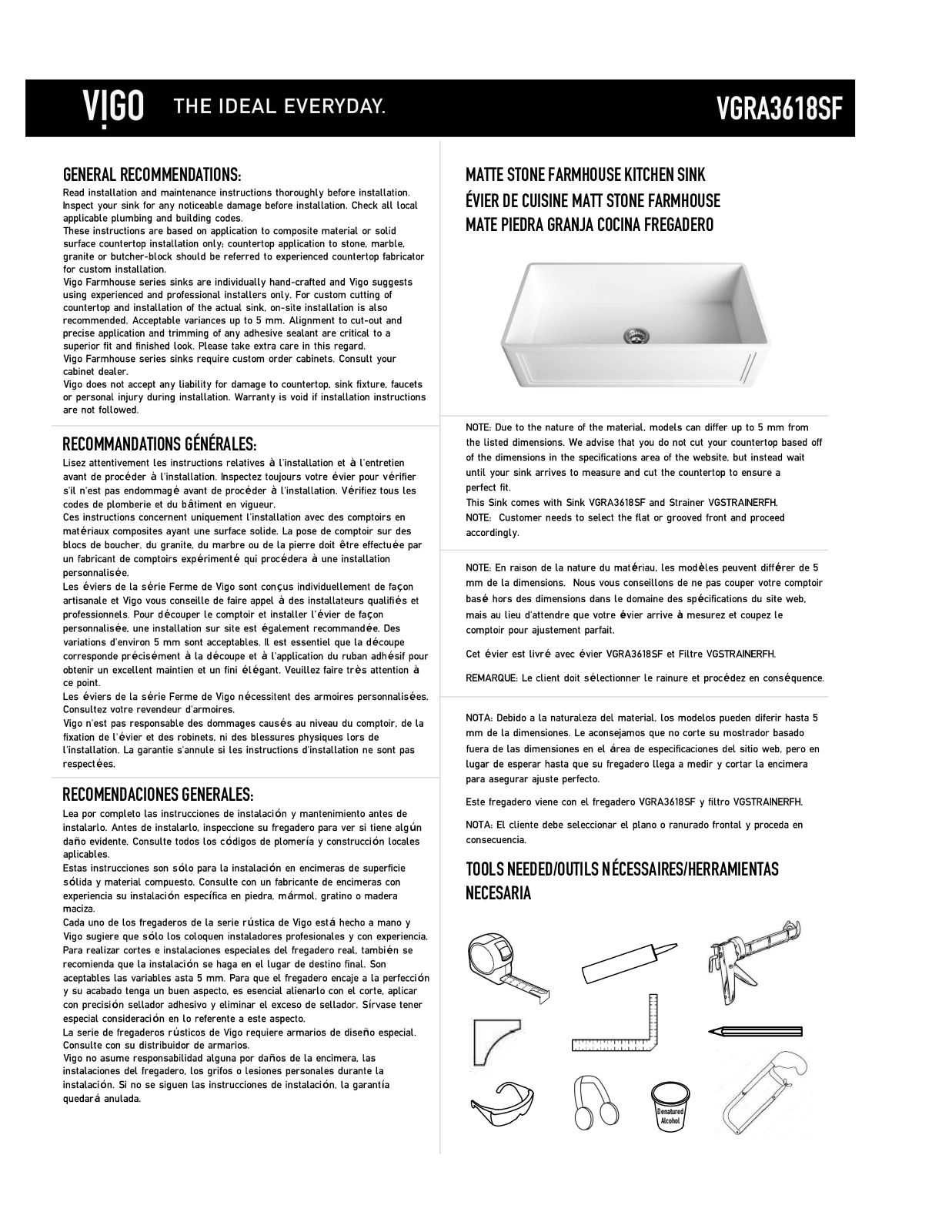 Vigo VGRA3618SF Specifications