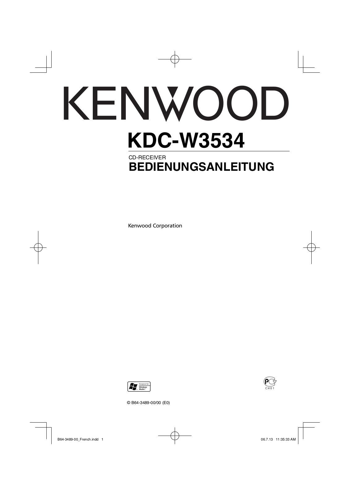 Kenwood KDC-W3534 User Manual