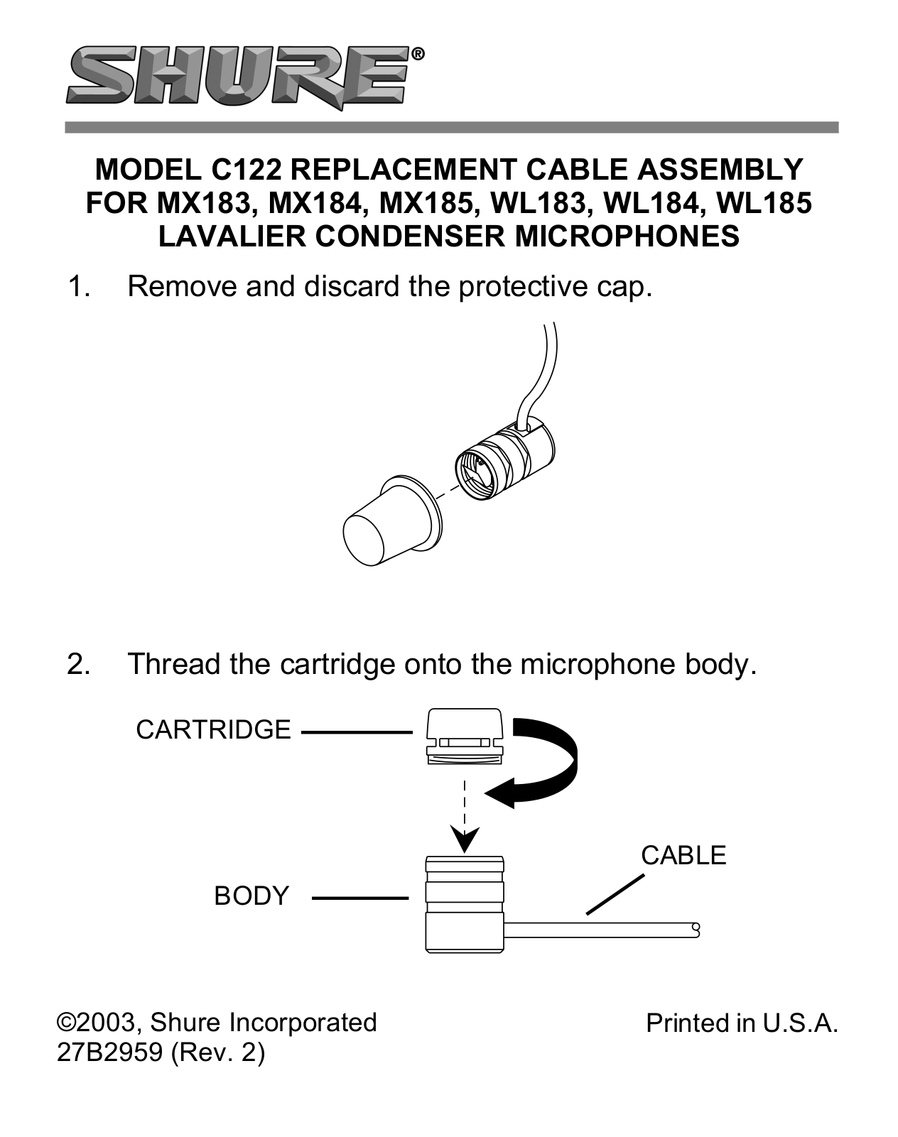 Shure C122 User Guide