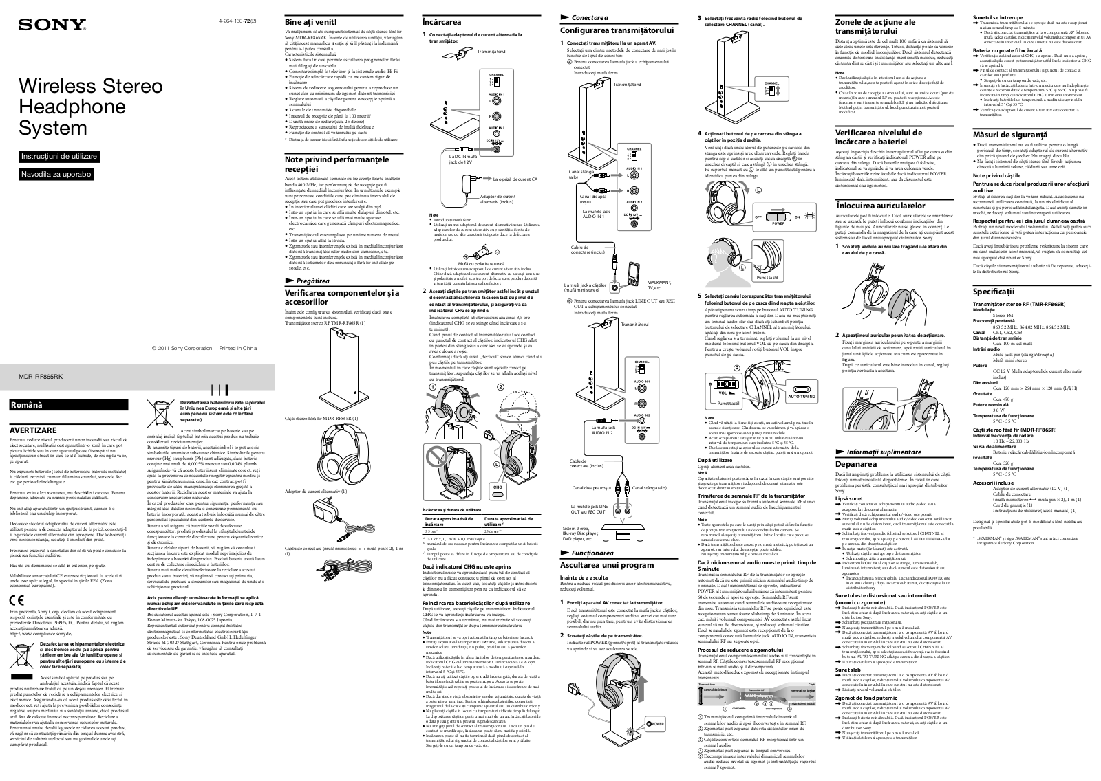 Sony MDR-RF865RK User Manual