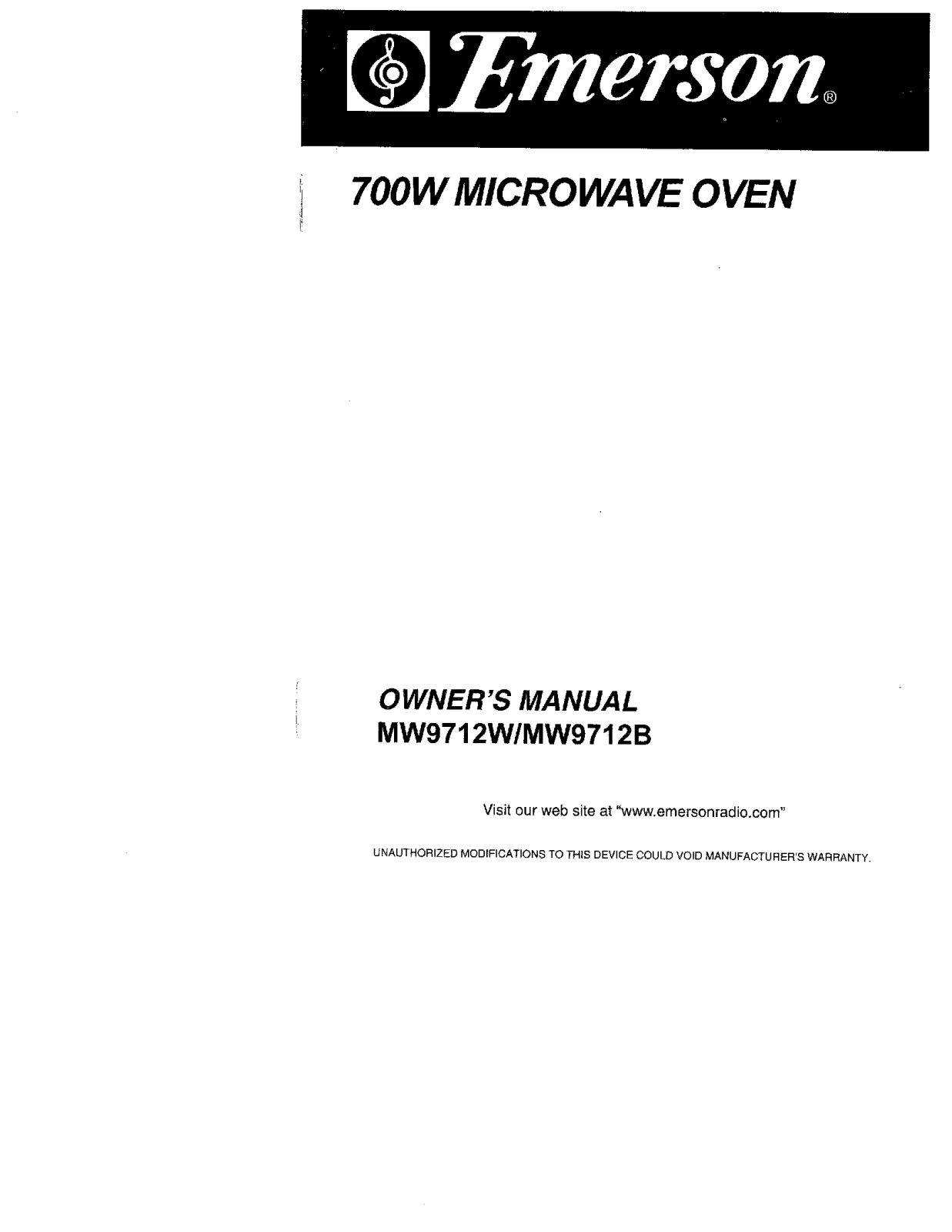 Emerson MW9712W, MW9712B User Manual