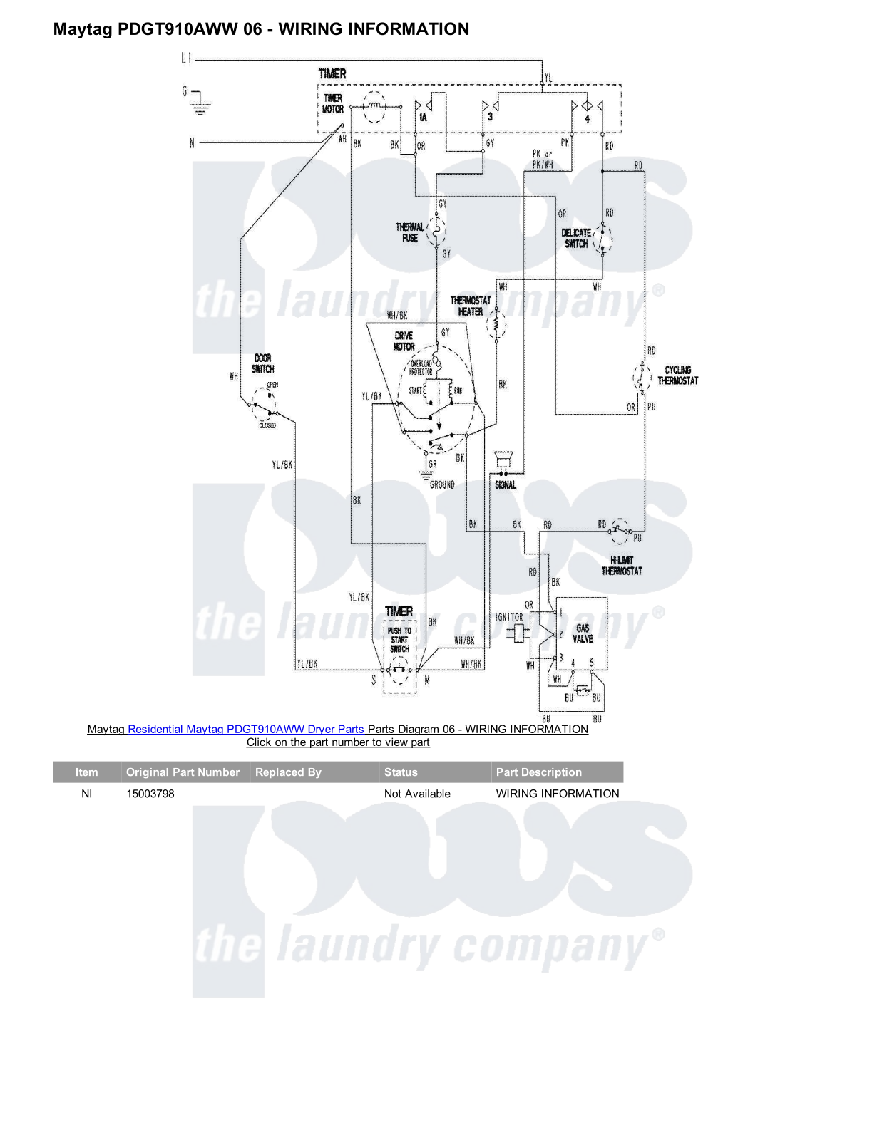 Maytag PDGT910AWW Parts Diagram