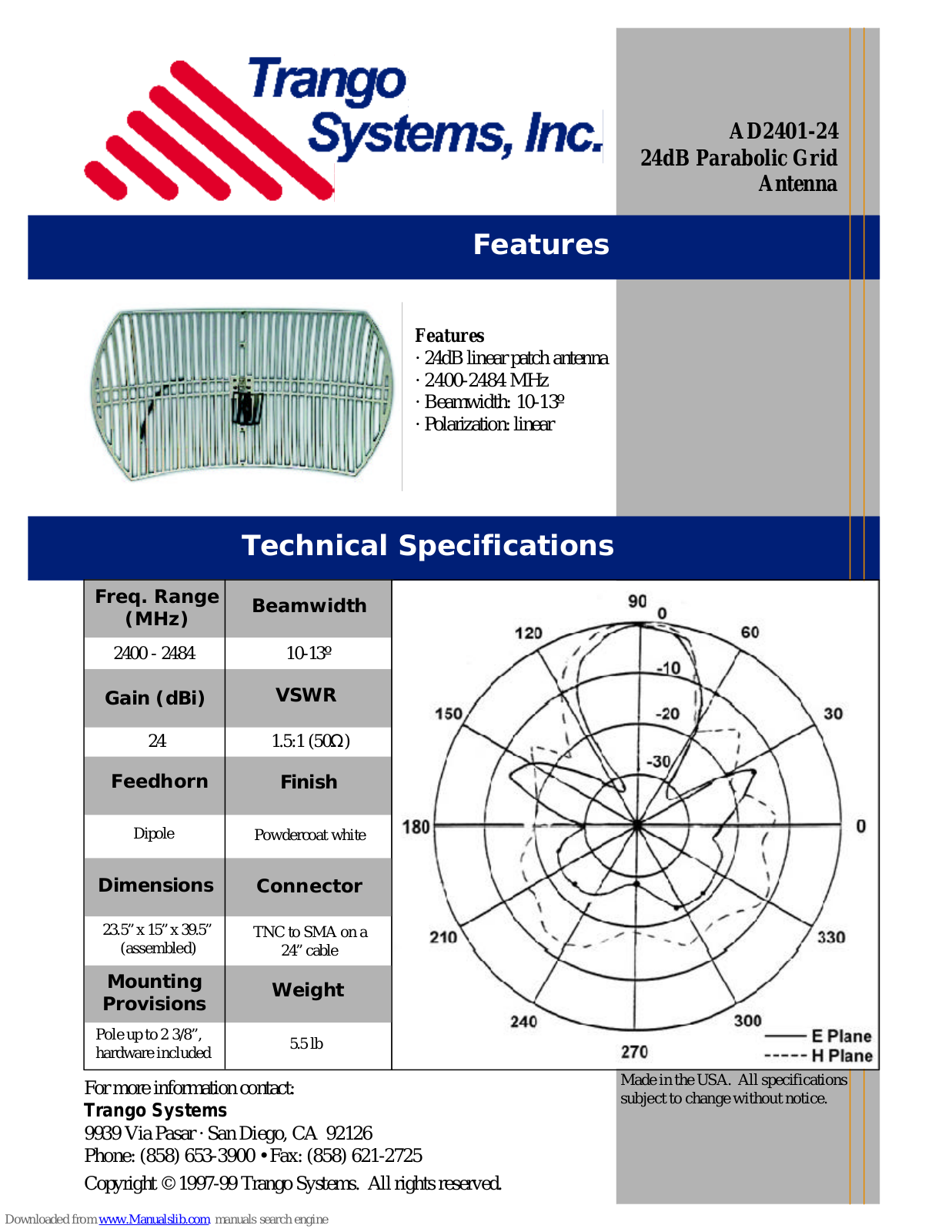 Trango Systems AD2401-24 Technical Specifications - ManualMachine.com