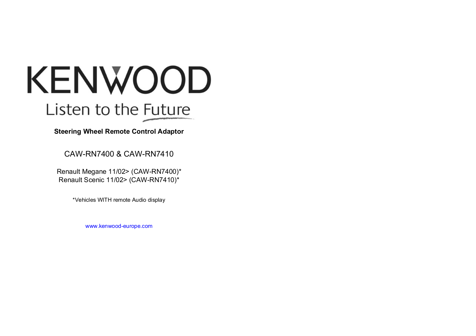 Kenwood CAW-RN7400 User Manual