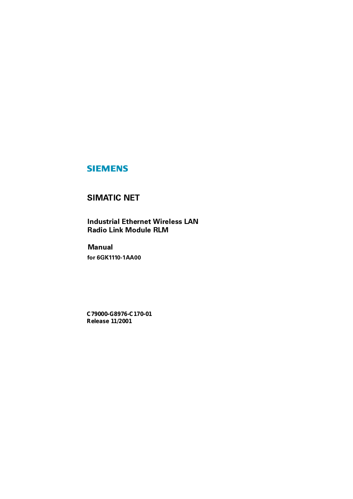 Siemens SIMATIC NET 6GK1110-1AA00 User Manual