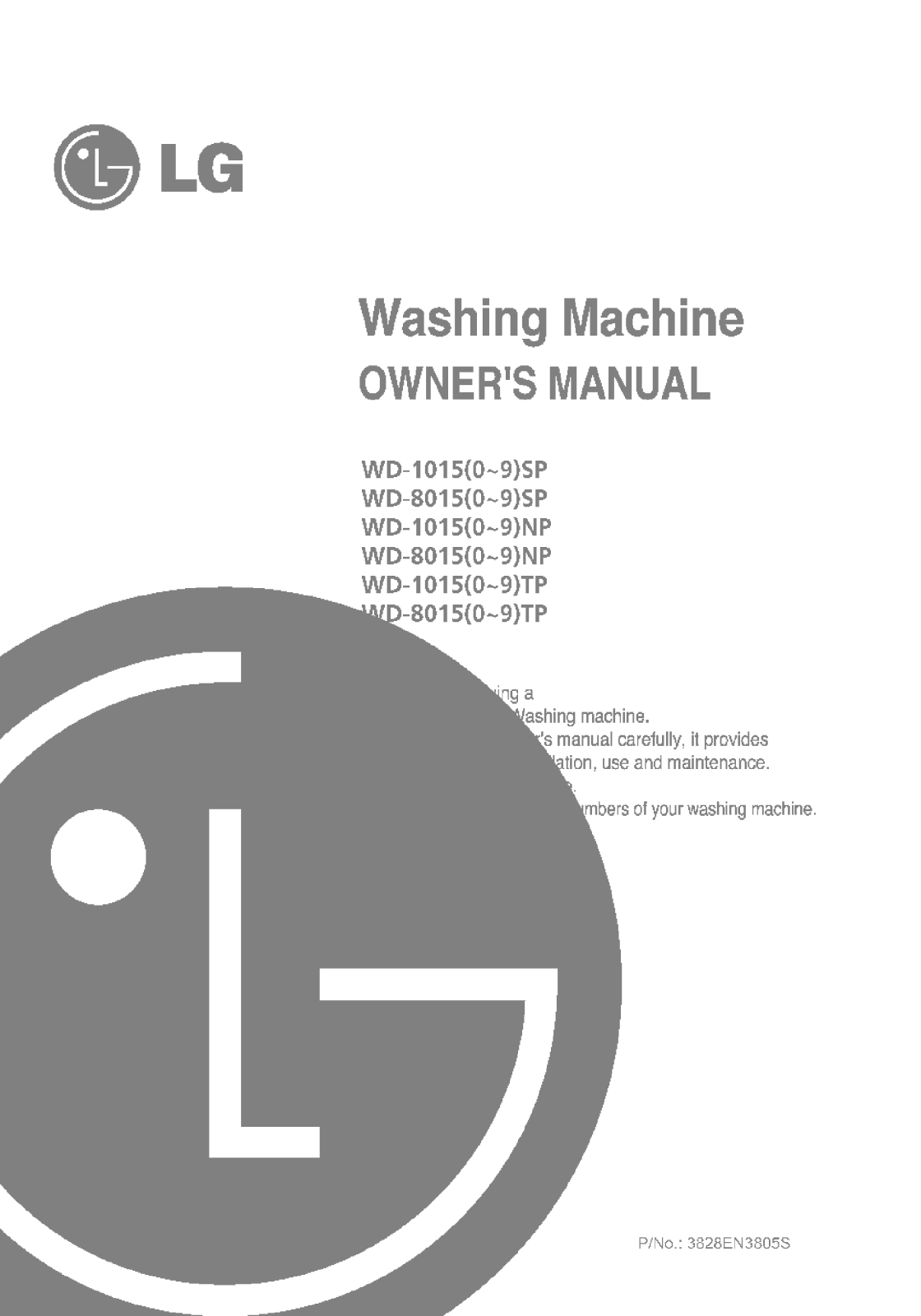 LG WD-80150SP User Guide