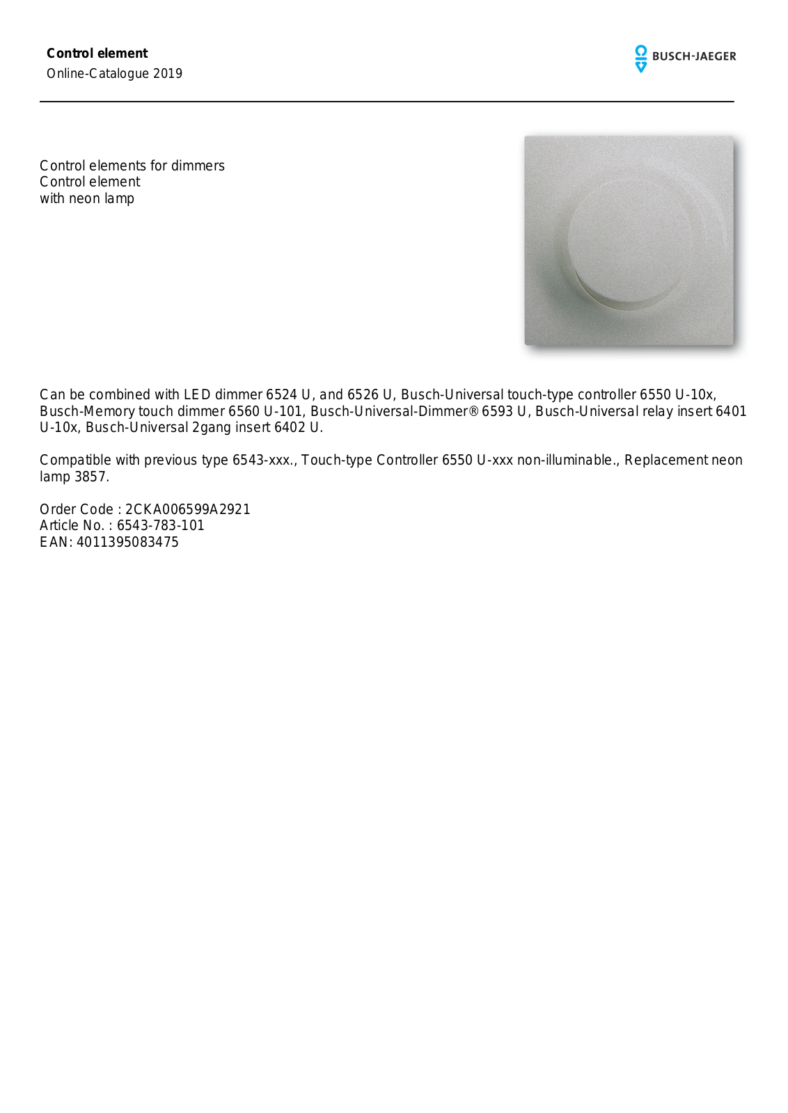 Busch-Jaeger 6543-783-101 User Manual