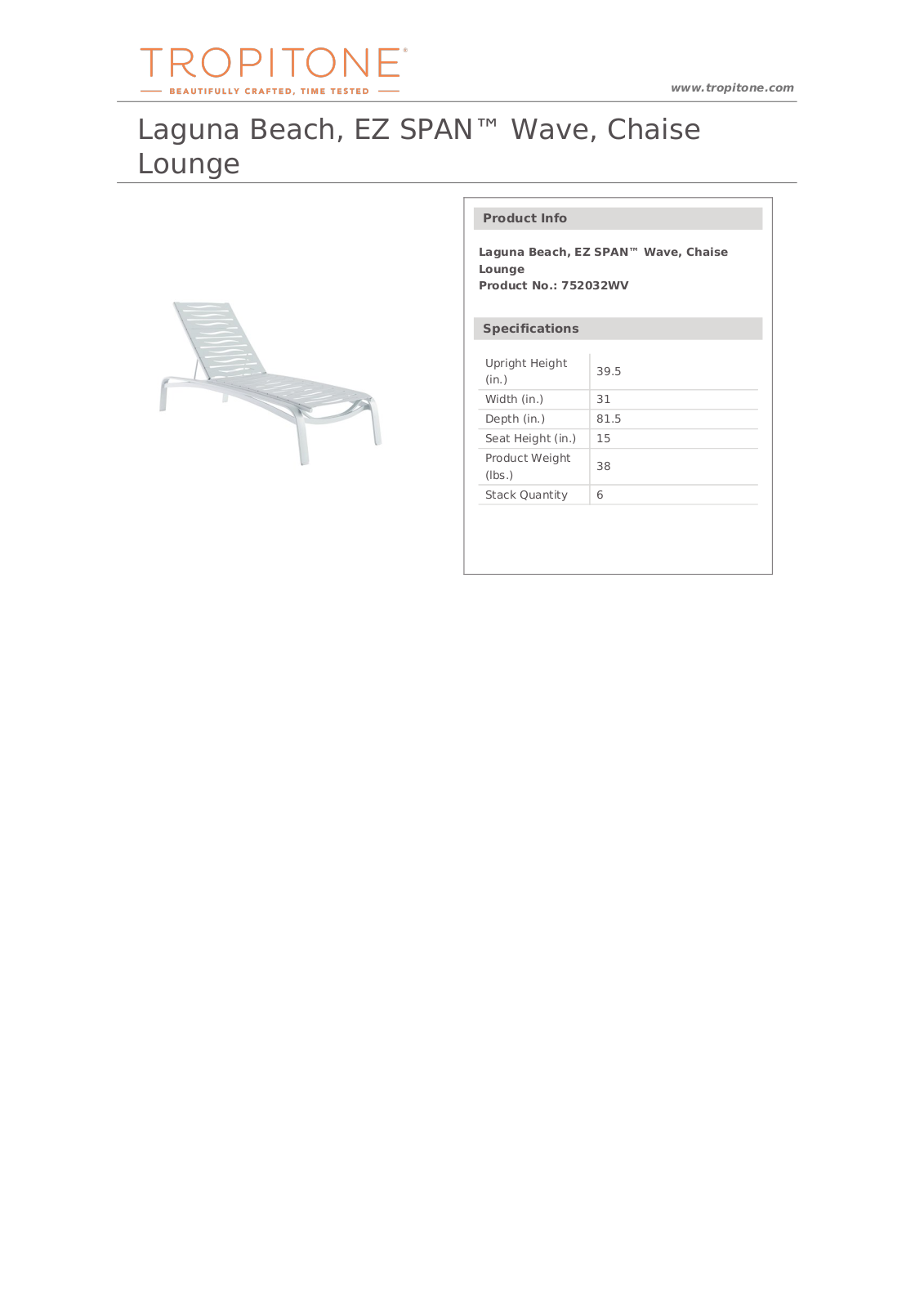 Tropitone SBVP1192 Dimensions - ManualMachine.com