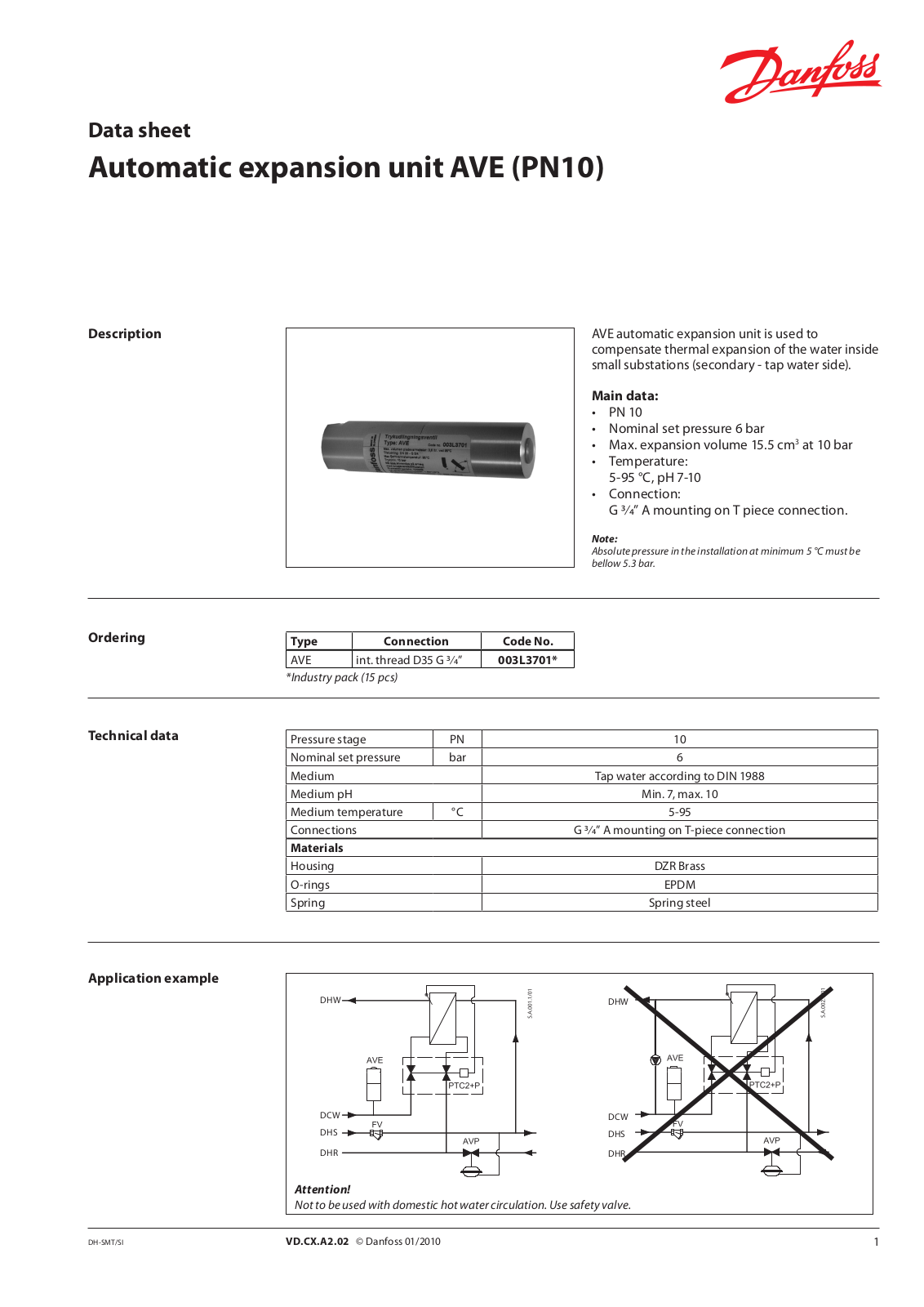 Danfoss Automatic expansion unit AVE Data sheet