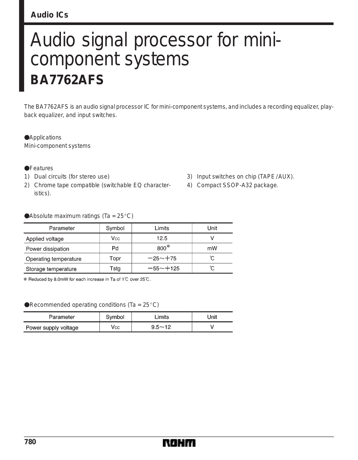 ROHM BA7762AFS Datasheet