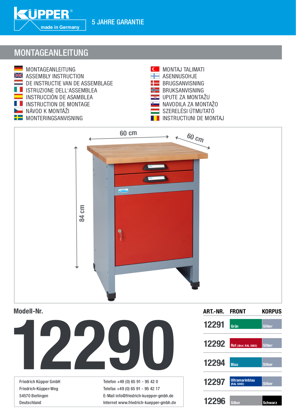 Küpper 12297, 12290, 12291, 12292, 12294 User guide