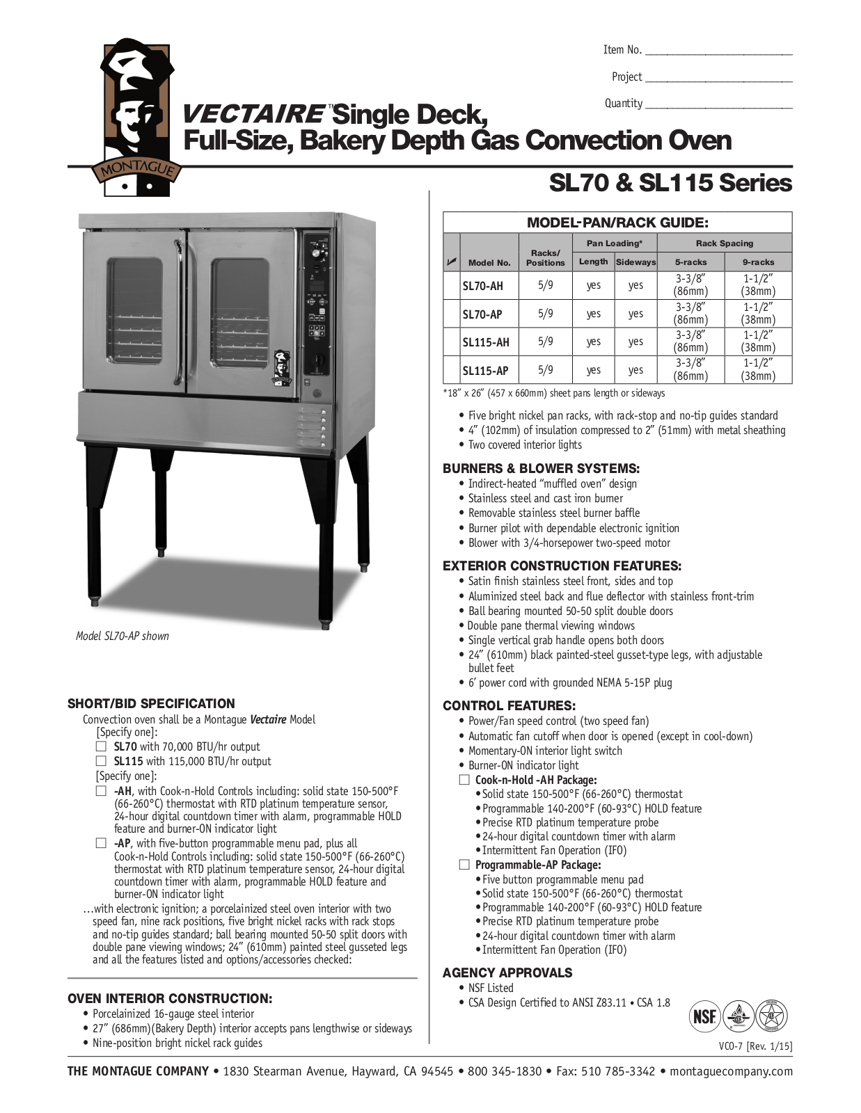 Montague SL115-AH User Manual