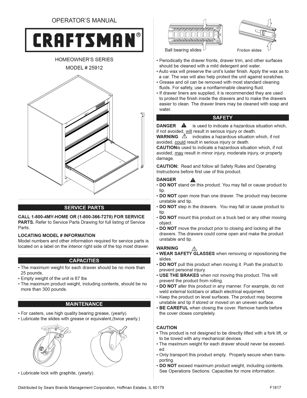 Craftsman 706310140, 706380930, 706259120 Owner’s Manual