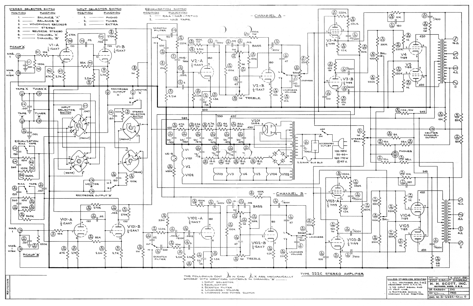 H.H. Scott 222-C Schematic