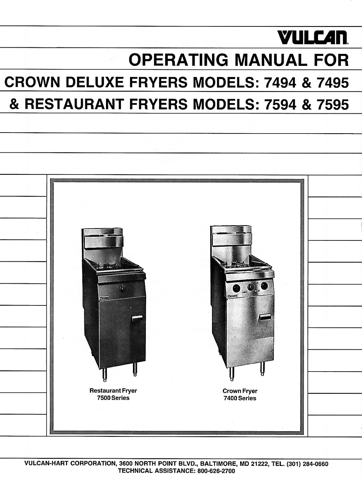 Vulcan Hart 7594, 7595 Operation Manual