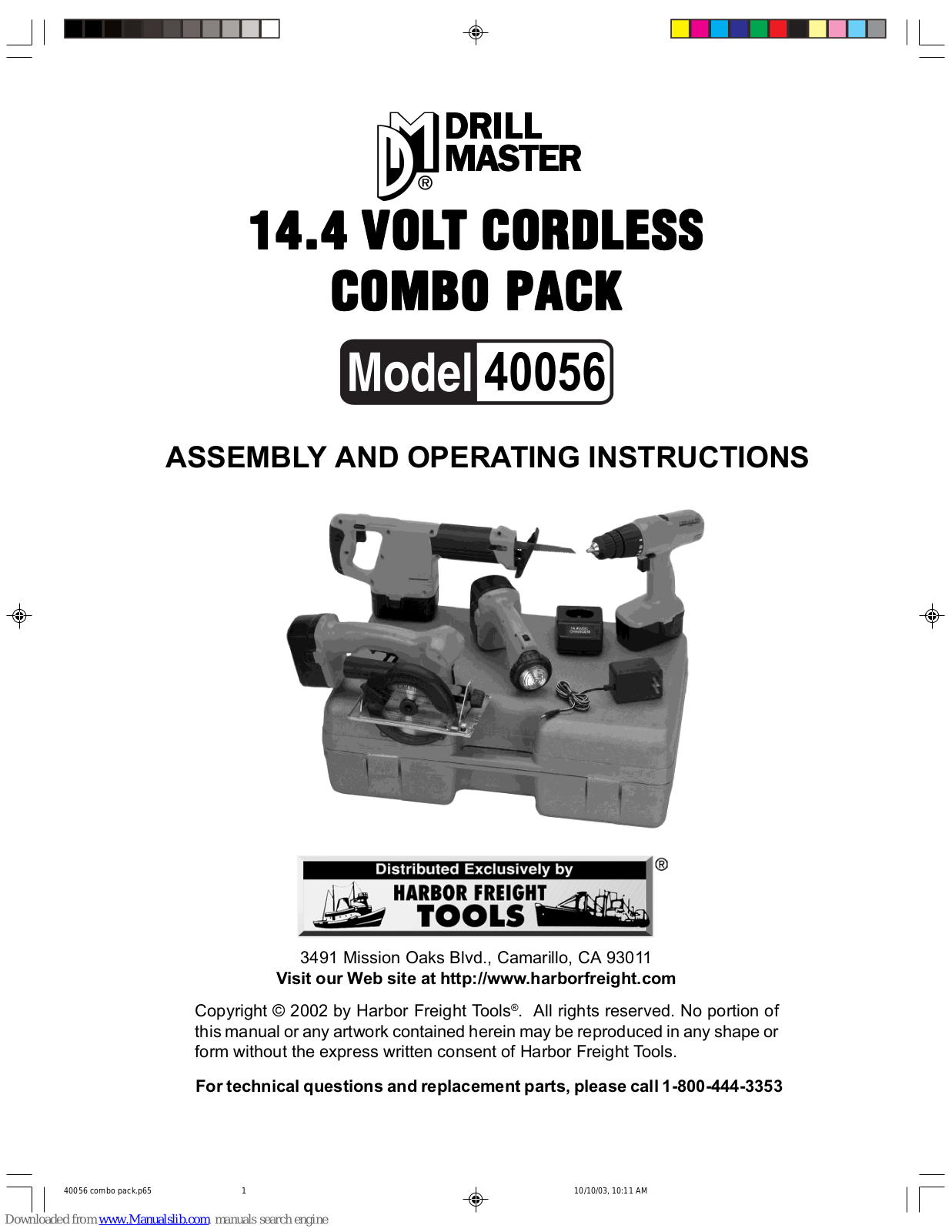 Drill Master 40056 Assembly And Operating Instructions Manual