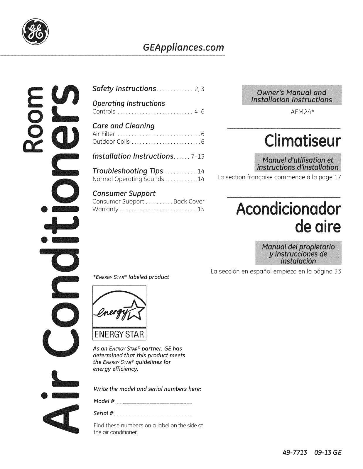 GE AEM24DSL1 Owner’s Manual