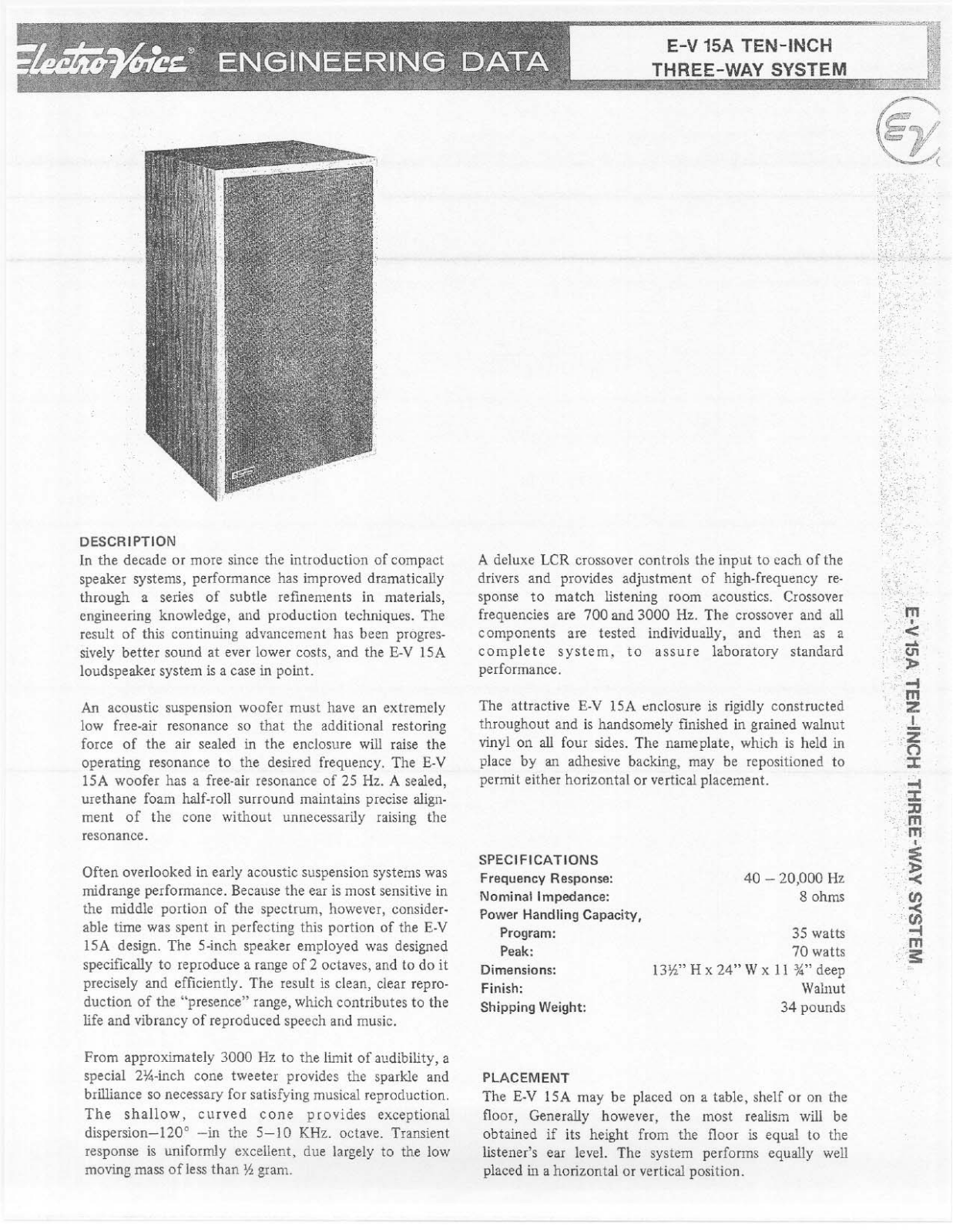 Electro-Voice E-V 15A User Manual