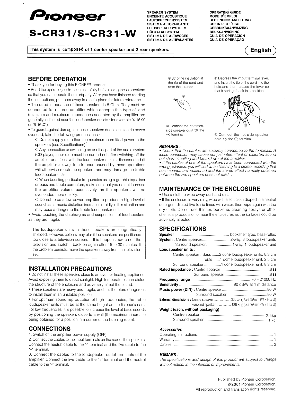 PIONEER S-CR31 User Manual