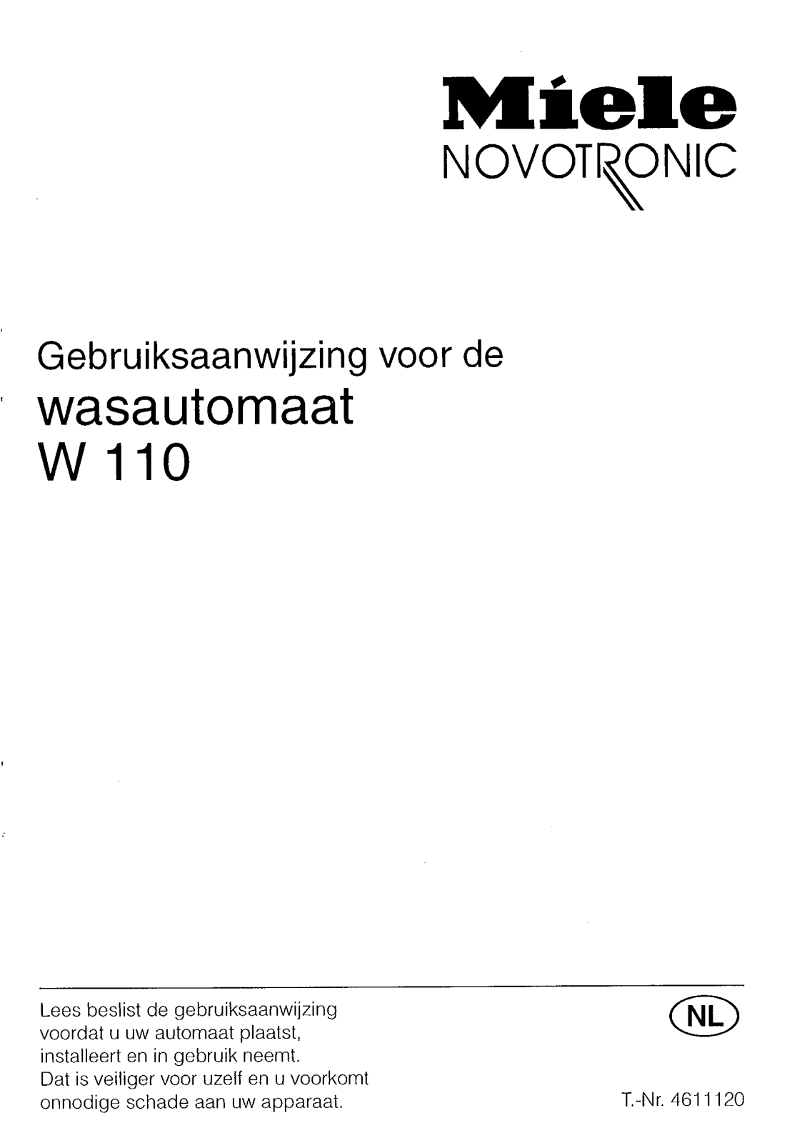 Miele W110 User manual