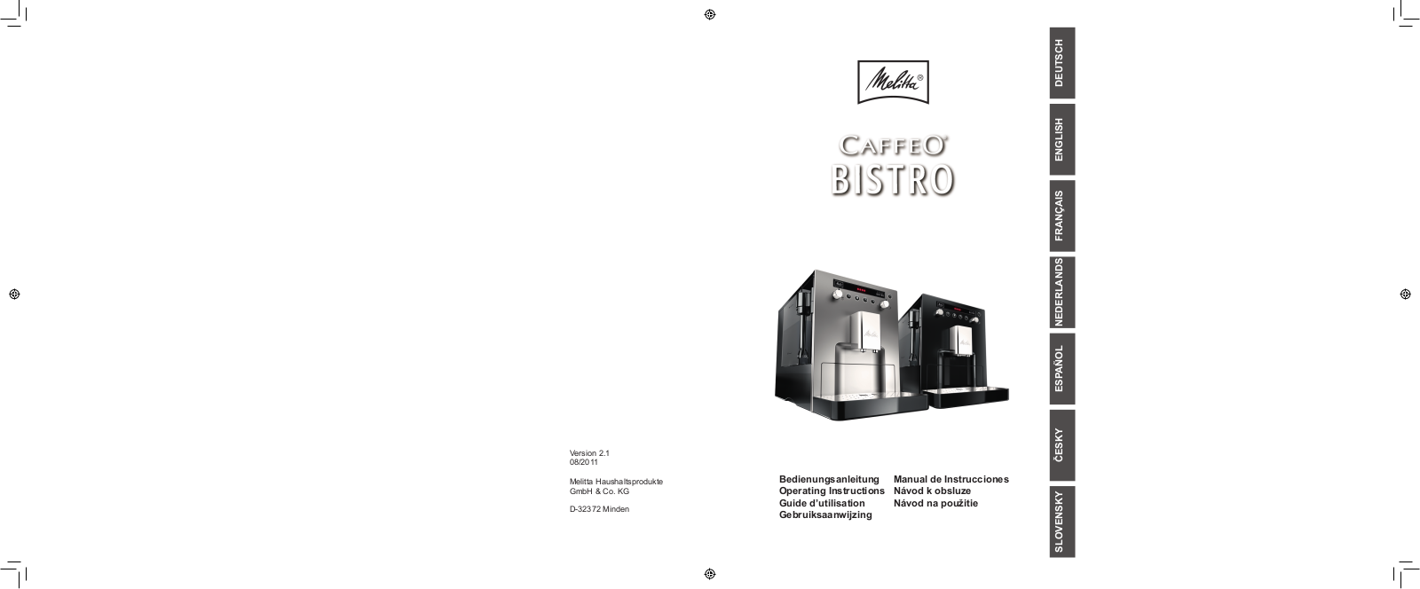 MELITTA Caffeo Bistro User Manual