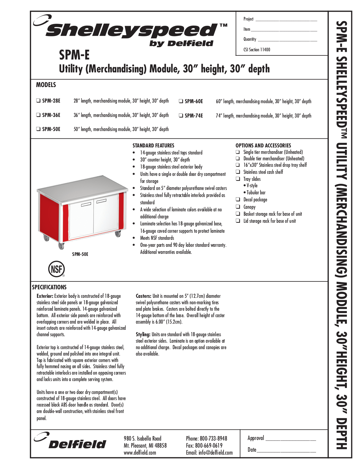 Shelley SPM-E Specifications