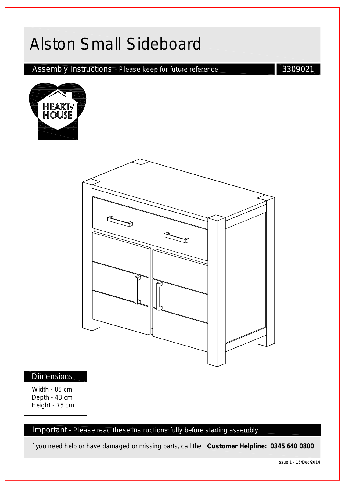 Argos Alston Small Sideboard ASSEMBLY INSTRUCTIONS