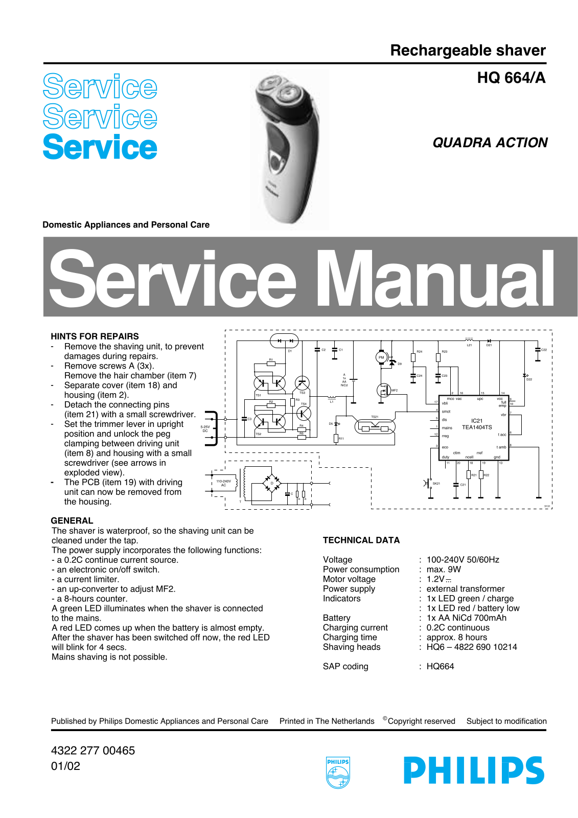 Philips HQ664A Service Manual