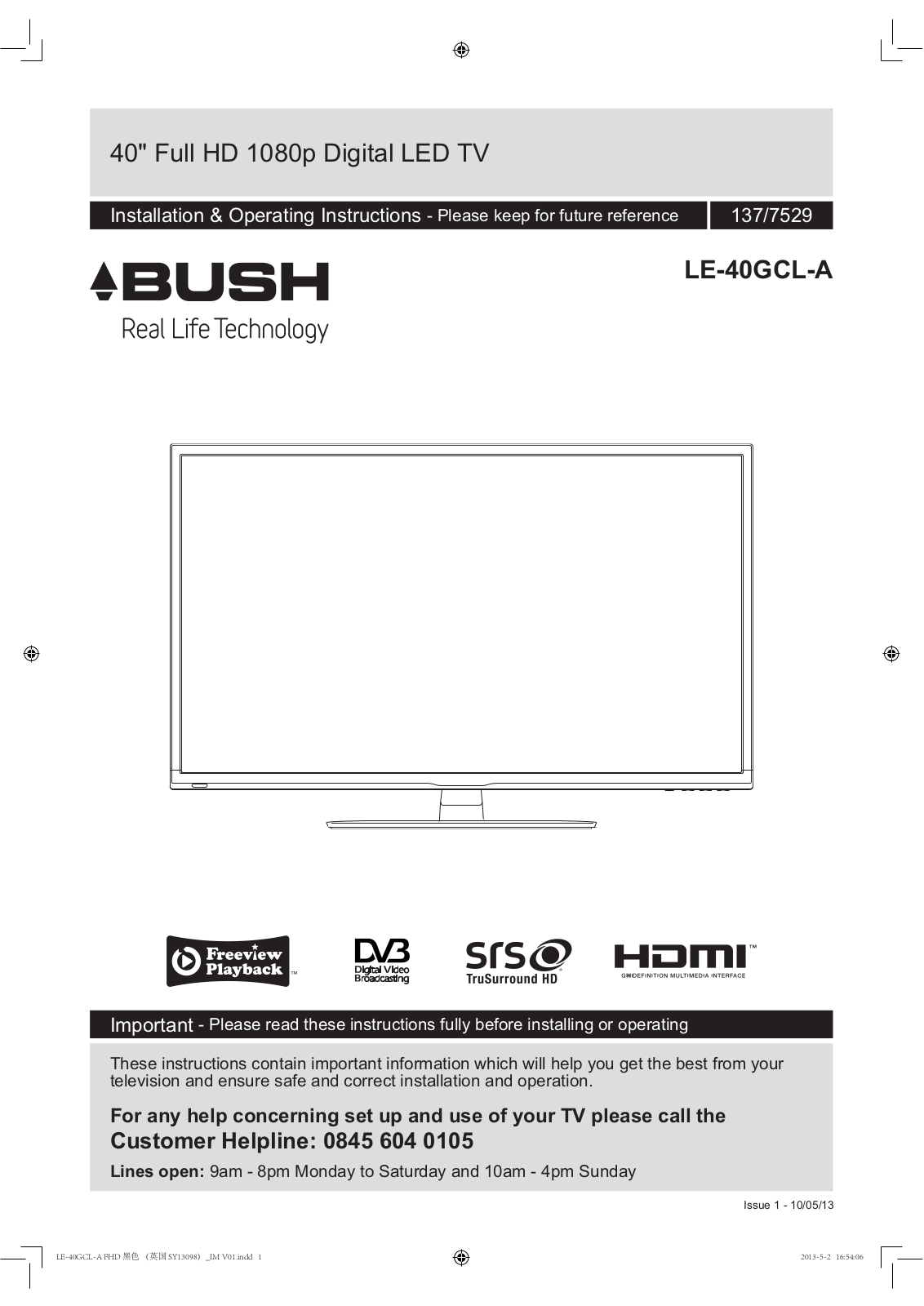 Bush LE-40GCLA Instruction manual