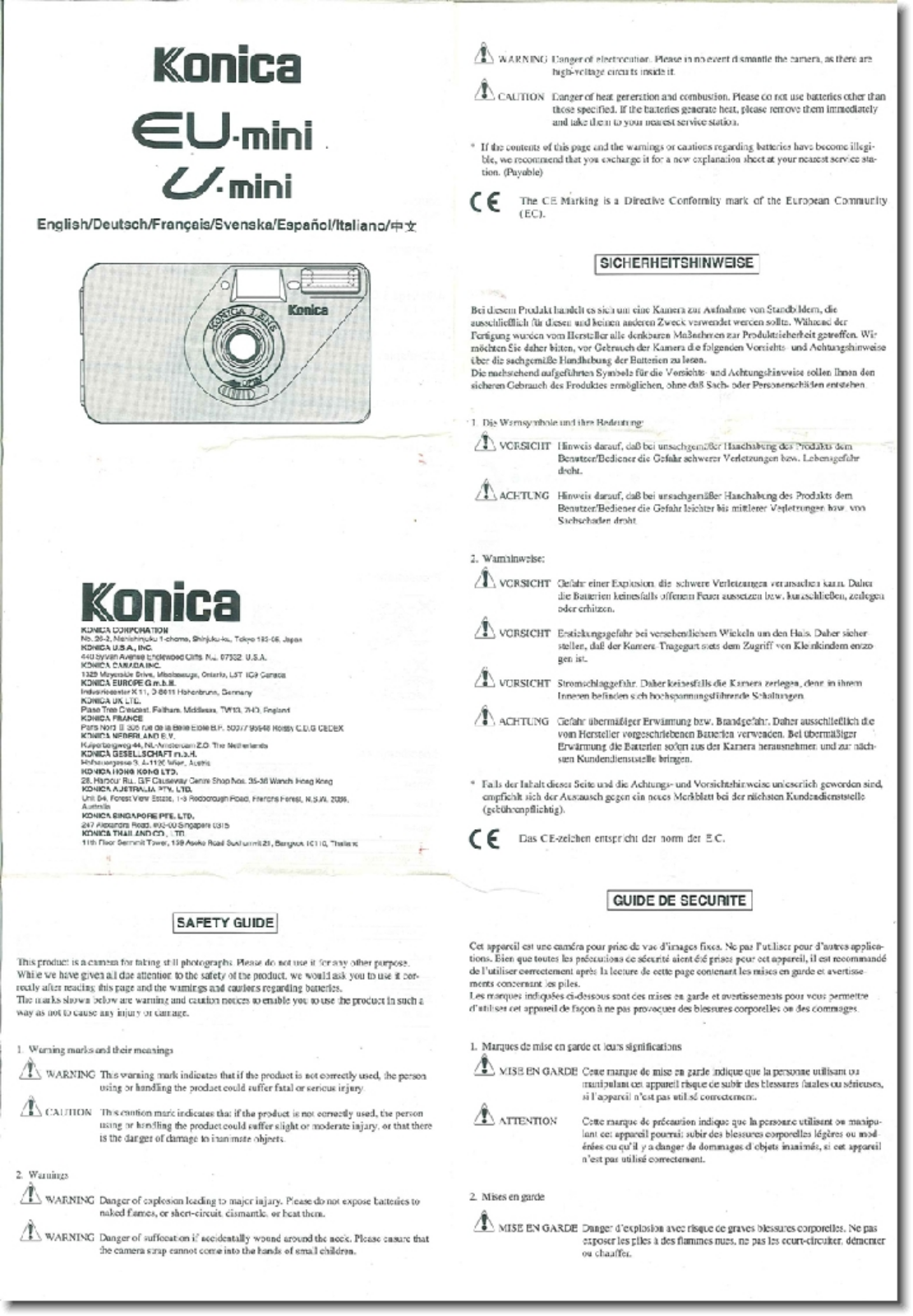 Minolta EU-Mini Instruction Manual