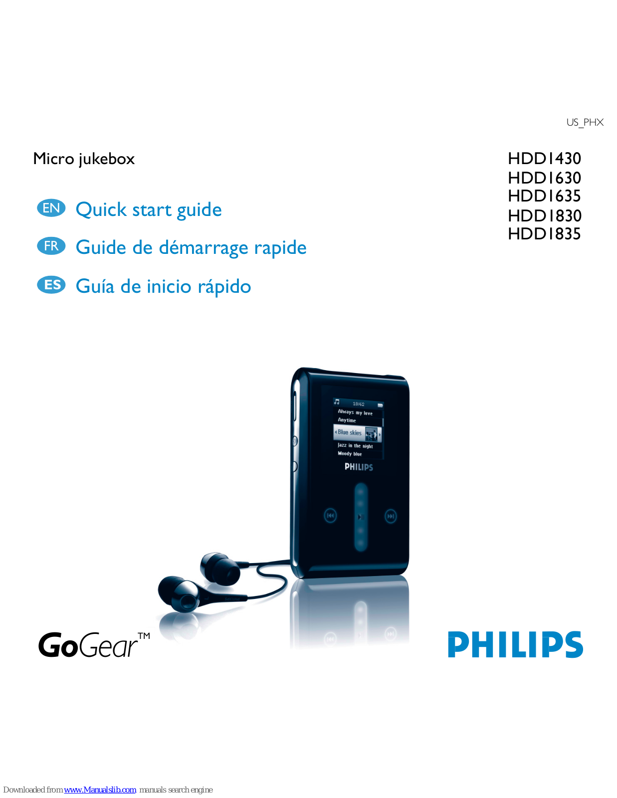 Philips HDD1835, HDD1635/17B, HDD1635/17, HDD1630/17B, HDD1630/17 Quick Start Manual