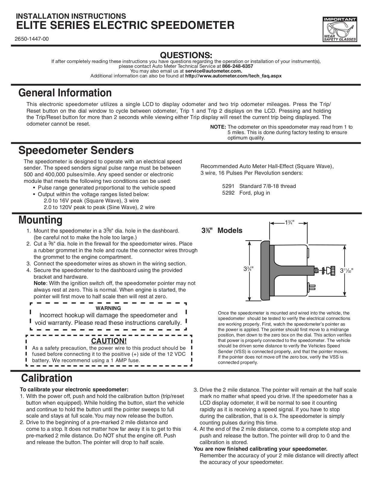 Auto Meter 5688 User Manual