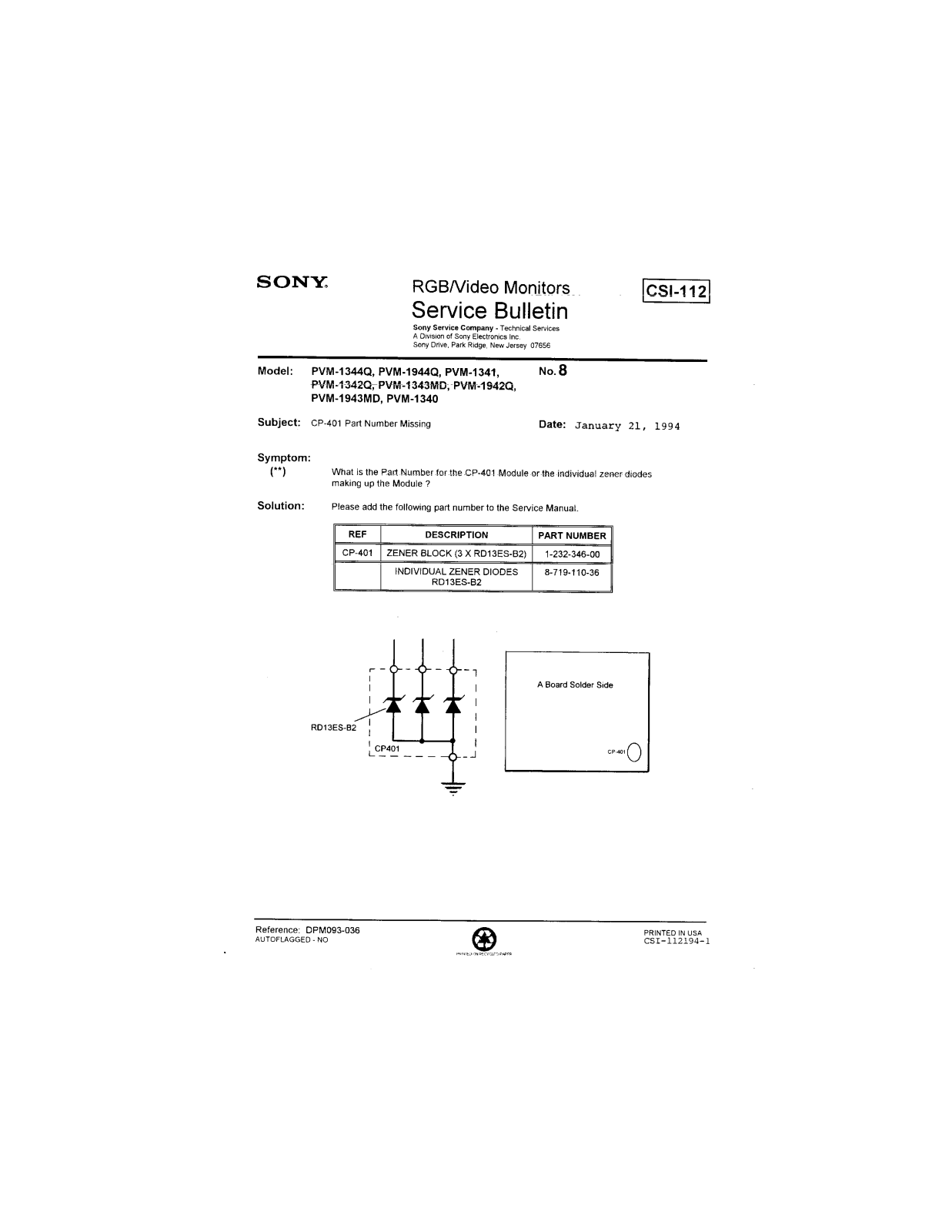 Sony PVM 1340, PVM 1943MD, PVM 1942Q, PVM 1343MD, PVM 1342Q Service Manual