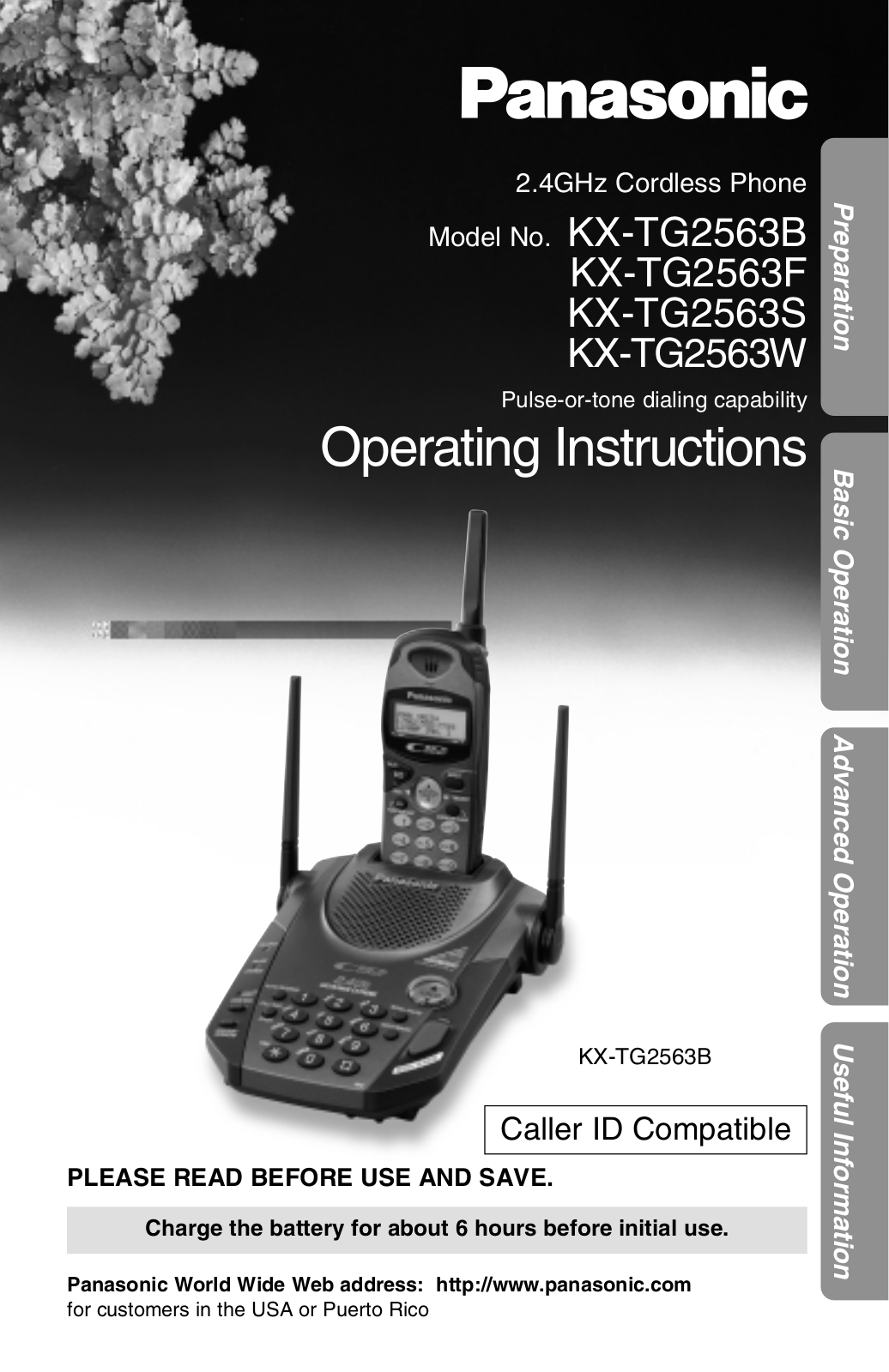 Panasonic KX-TG2563W, KX-TG2563B, KX-TG2563F, KX-TG2563S User Manual