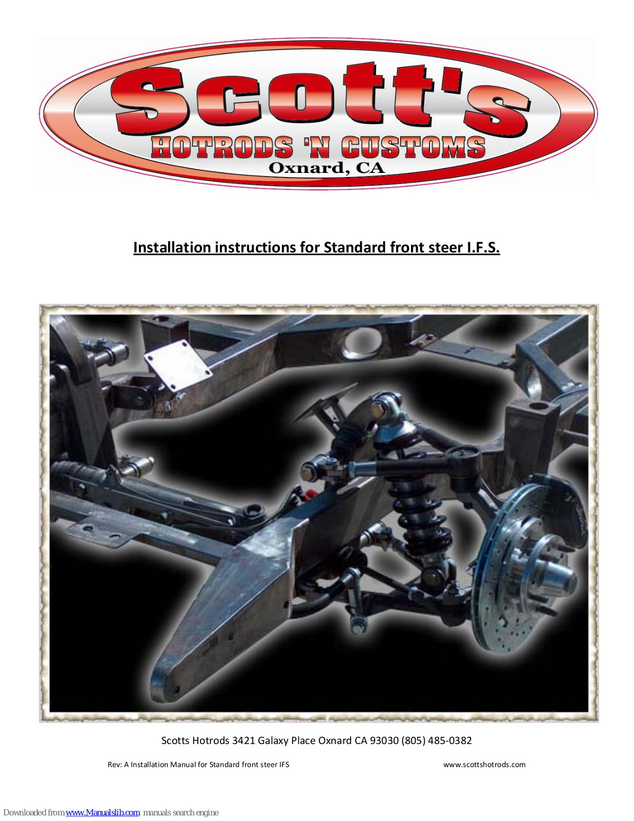 Scotts Automobile Parts,Standard front steer I.F.S. Installation Instructions Manual