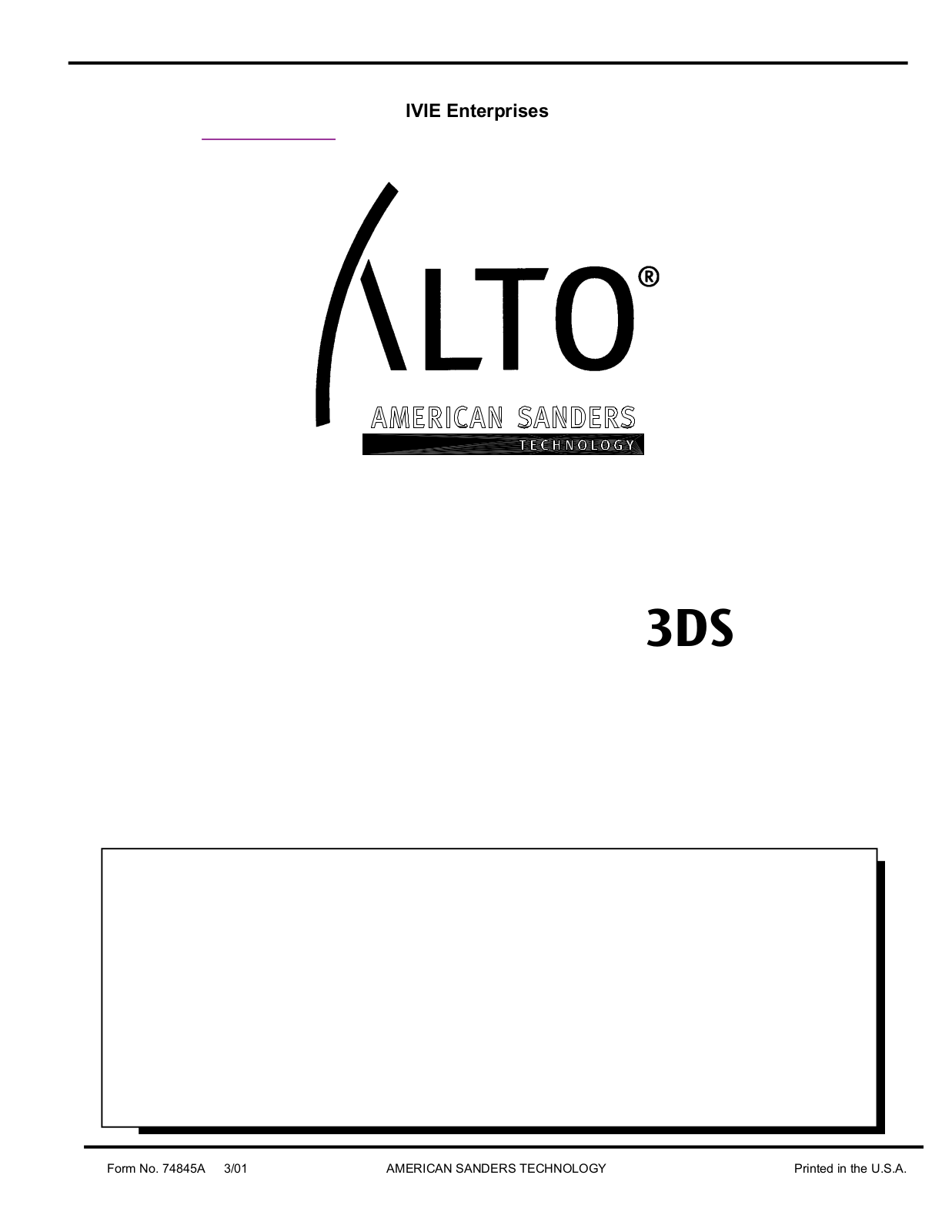 Alto 3DS Operator's Manual