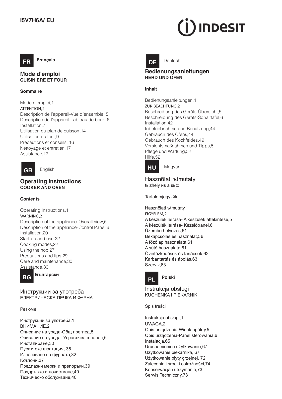 Indesit I5V7H6AX-EU User Manual